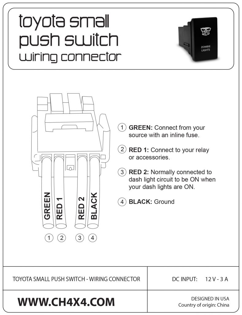 CH4x4 Small Push Switch for Toyota – Power Symbol  Ch4x4 Rocker Switch Wiring Diagram    CH4x4 Industries