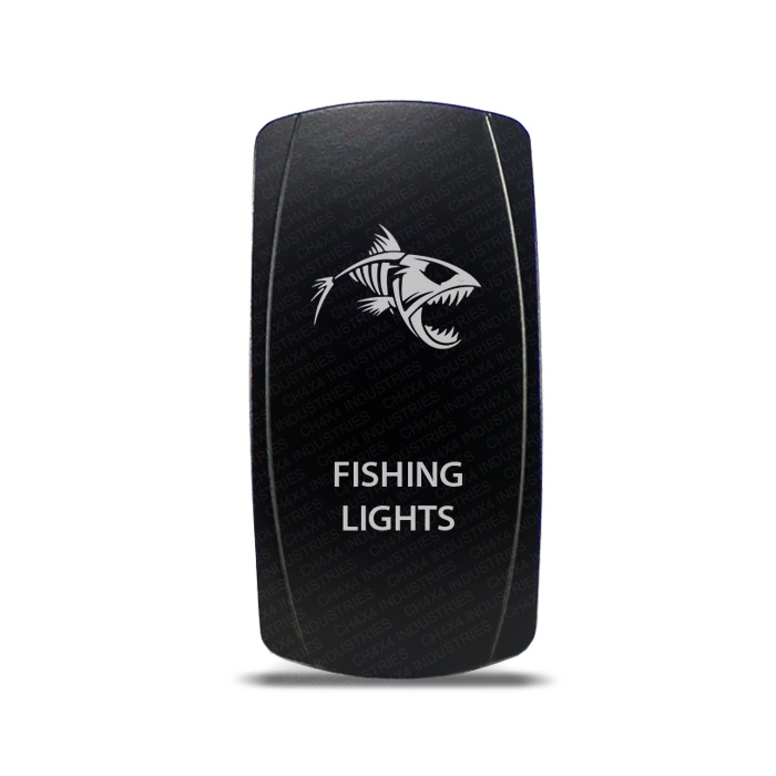 Horizontal White LED CH4x4 Rocker Switch Fishing Ligths Symbol