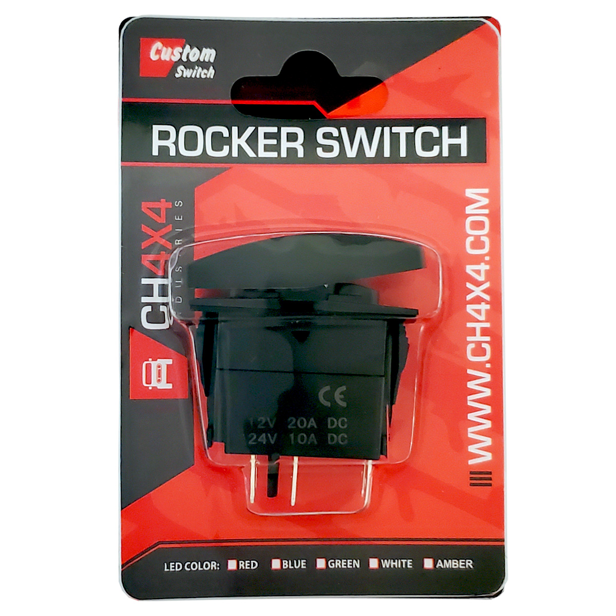 CH4x4 Rocker Switch Air Compressor Symbol White LED Horizontal 