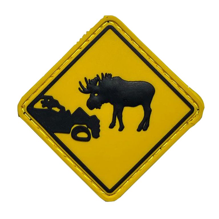 CH4X4 3D PVC Velcro Patches - Moose On Road Sign