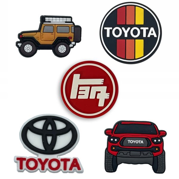 CH4X4 Toyota Combo Shoe Charm for Toyota enthusiasts - Jibbitz for Crocs (5 Pcs - Red Tacoma)