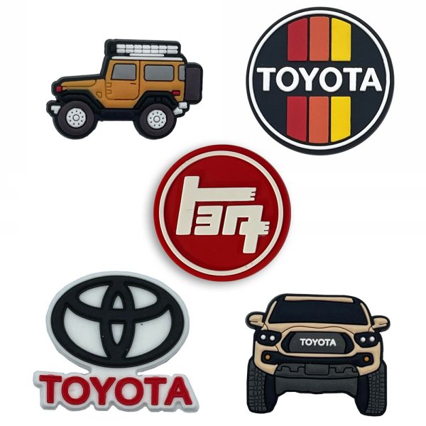 CH4X4 Toyota Combo Shoe Charm for Toyota enthusiasts - Jibbitz for Crocs (5 Pcs - Beige Tacoma)