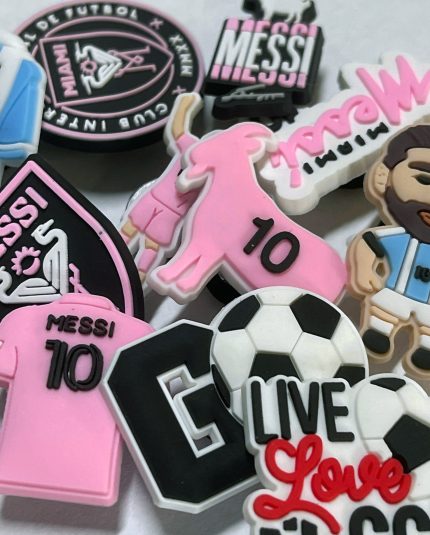 NEW Inter Miami Leo Messi shoe charms, Unisex-Adult Shoe Charms for Clog Sandals and Bracelets, Argentina, Futbol, Soccer, The Goat (12 pcs)